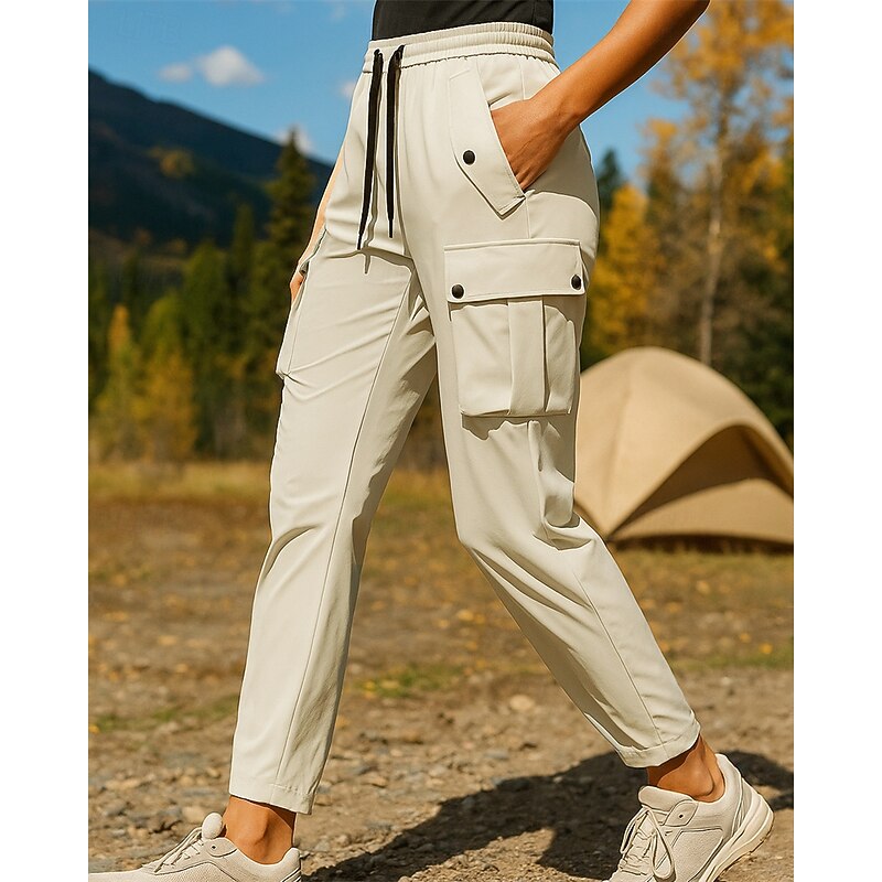 Women's Cargo Pants Hiking Pants Trousers Hiking Trousers Outdoor Regular Fit Quick Dry Lightweight Breathable Pants / Trousers Elastic Waist Black Ivory Camping / Hiking Golf Running S M L XL XXL2