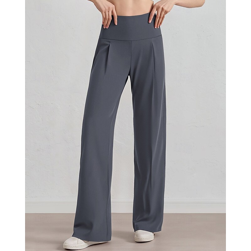 Women's fitness pants Pilates Pants Yoga Pants with Pockets Lightweight High Waist Gym Pilates Zumba Bottoms Solid Color Black Coffee Grey Fall Sports Activewear Micro-elastic