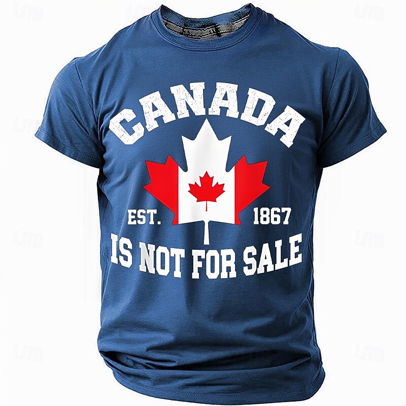 Men's Patriotic Canadian T-Shirt with Maple Leaf, 'Canada Est. 1867 Is Not For Sale' Graphic Short Sleeve Tee3