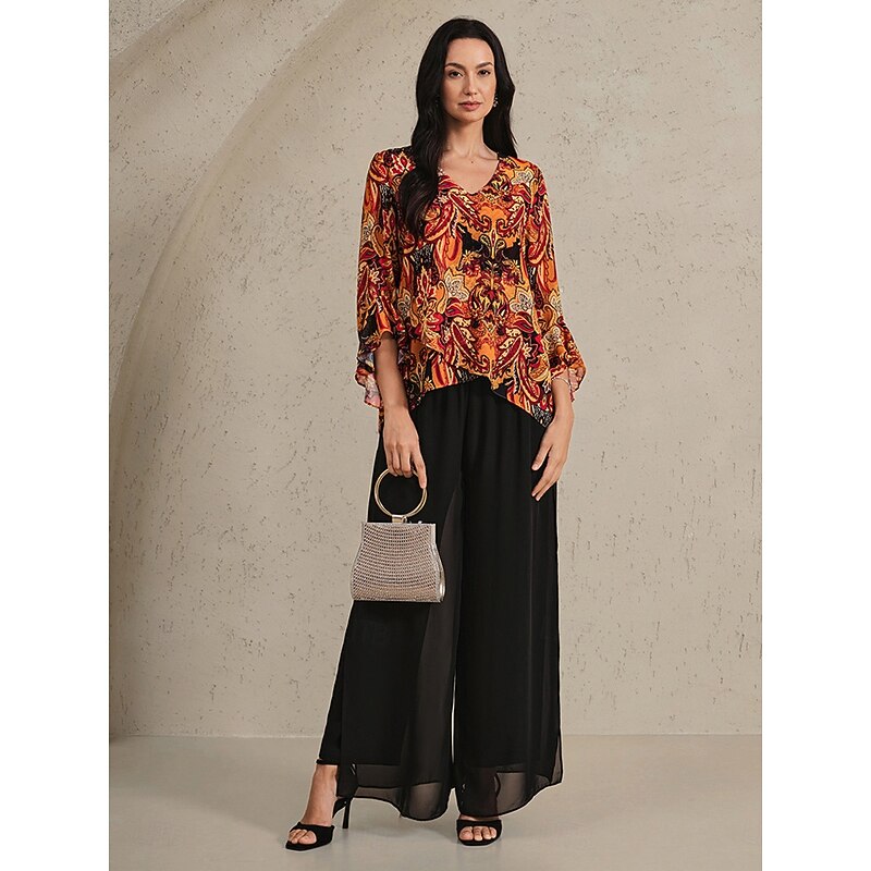 Women's Boho Shirt Blouse Paisley Vintage Stylish Casual Long Sleeve V Neck Regular Tops Wedding Guest Work Daily Ruffle Brown Summer Spring Fall4