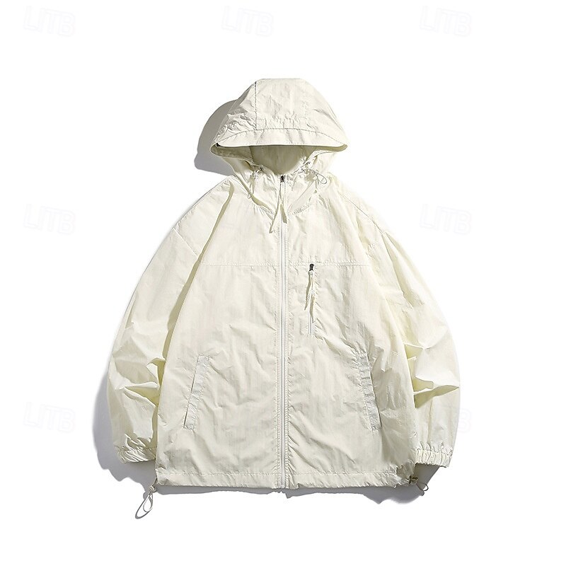 Men's Running Jacket Outdoor Jacket Full Zip Long Sleeve Outerwear Athletic Solid Colored Sun Protection Quick Dry Lightweight UV Cooling Tennis Golf Running Sportswear Activewear Earth Yellow Light3