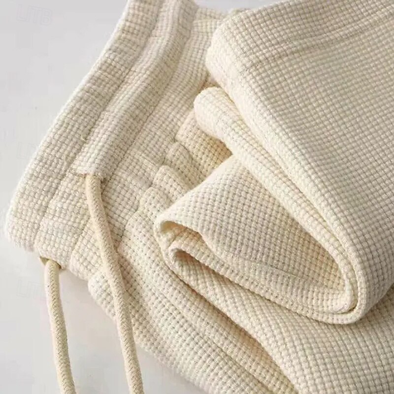 Men's Waffle Shorts Sweat Shorts Shorts Bermuda shorts Baggy Shorts Drawstring Elastic Waist Plain Comfort Sports Knee Length Outdoor Casual Daily Fashion Streetwear Black Blue Micro-elastic2