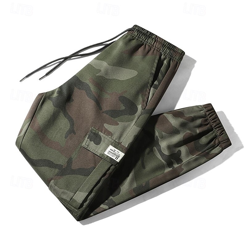Men's Hiking Pants Trousers Fleece Pants Thermal Pants Camo Outdoor Regular Fit Waterproof Windproof Bottoms Pocket Elastic Waist Army Green Green Camping / Hiking Running S M L XL XXL3
