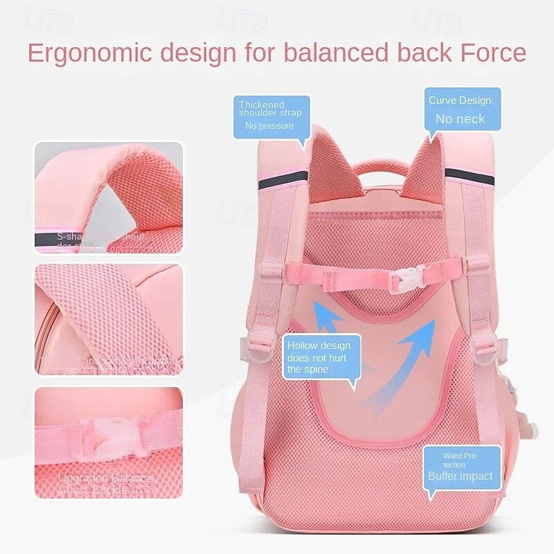 New Type of Lightweight Backpack Primary School Girls 's Backpack Large Capacity Spine Protection Wholesale Waterproof3