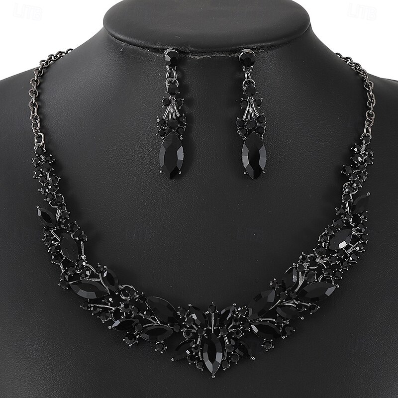 Bridal Jewelry Sets 1 set Zircon Rhinestone 1 Necklace Earrings Women's Fashion Luxury Colorful Cute Fancy Flower Shape Diamond Water Drop Jewelry Set For Wedding Party Party Evening Wear3