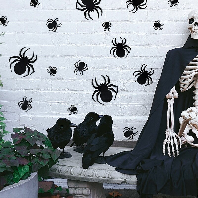 12pcs 3D Halloween Spider Stickers, Black Spider Wall Decals for Spooky Party Decorations, Kids Bedroom Decor, Trick or Treat Haunted House Atmosphere4