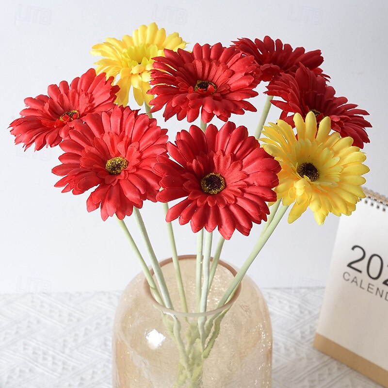 10pcs Artificial Sunflowers and Hibiscus Flowers, Fake Silk Flowers for Home Decor, Wedding, Hotel, Office, Export Floral Arrangements2