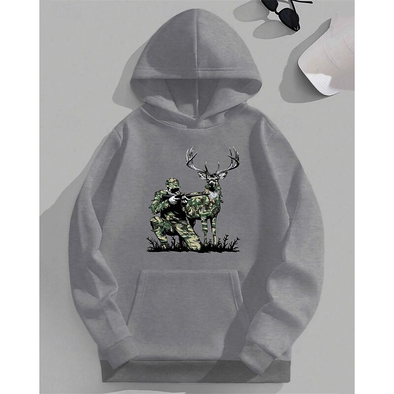 Boys' 3D Deer Hoodie Long Sleeve Spring Fall Fashion Streetwear Kids 4-12 Years Hooded Outdoor Casual Daily Regular Fit3