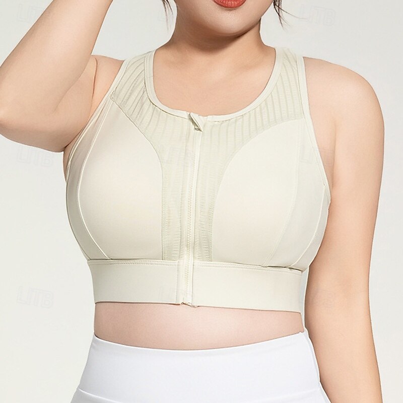 Women's Yoga Bra Sports Tank Top Pilates Bra Underwear High Impact High Supports Breathable Wireless Padded Solid / Plain Color Sport Activewear Black Green Gym Pilates Running4