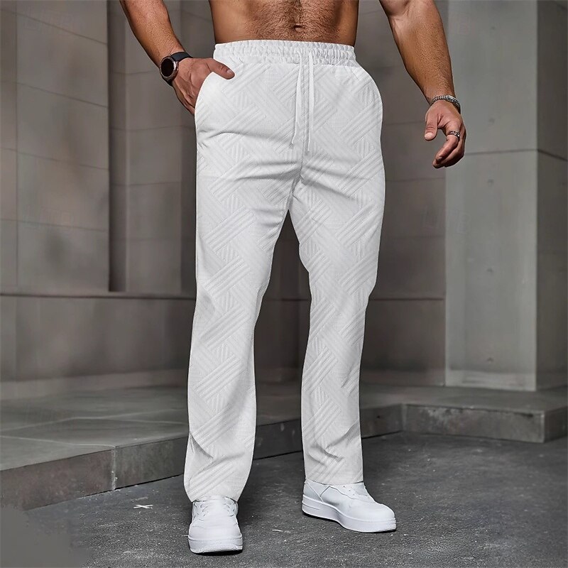 Men's Athletic Pants Sweatpants Joggers Trousers Pocket Elastic Waist Drawstring Plain Comfort Sports Outdoor Daily Fashion Casual Black White Micro-elastic4