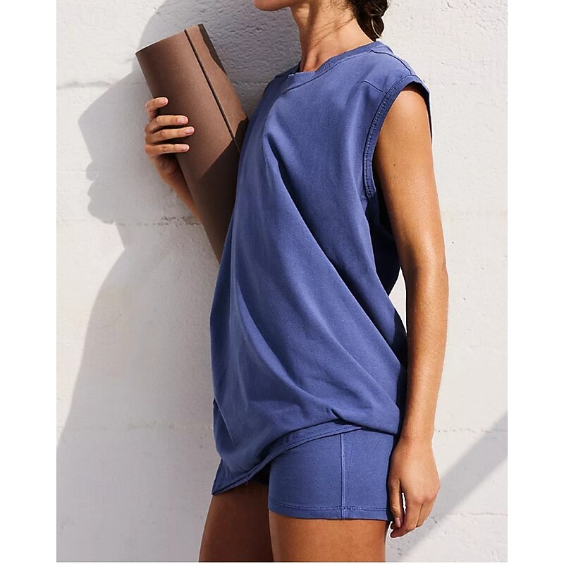 Women's Sport Set Sports Tank Top Sports Top Sleeveless Top Athleisure Solid Colored Wick Moisture Tennis Golf Running Sportswear Activewear Black Army Green Dark Navy4