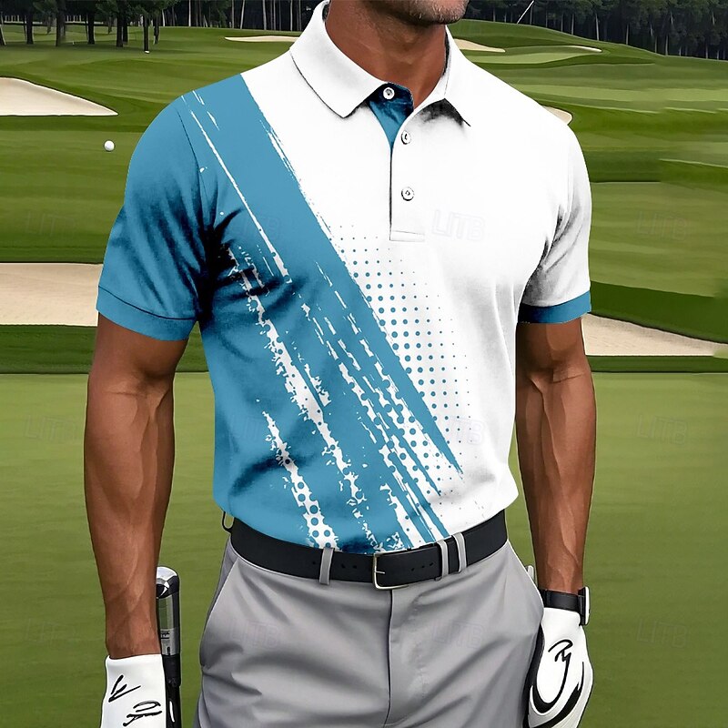 Men's Circle Polo Short Sleeve Polo Shirts Collared Shirts Sportswear Casual Athleisure Buttons Summer Red Blue Green3