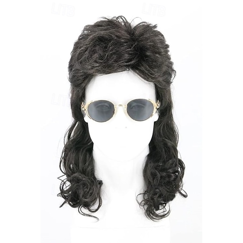 Men's Wig 80s Wig Blonde Long Straight Hair Mullet Wig Halloween Costume Fashion Wig Fancy Party Accessories Wig2