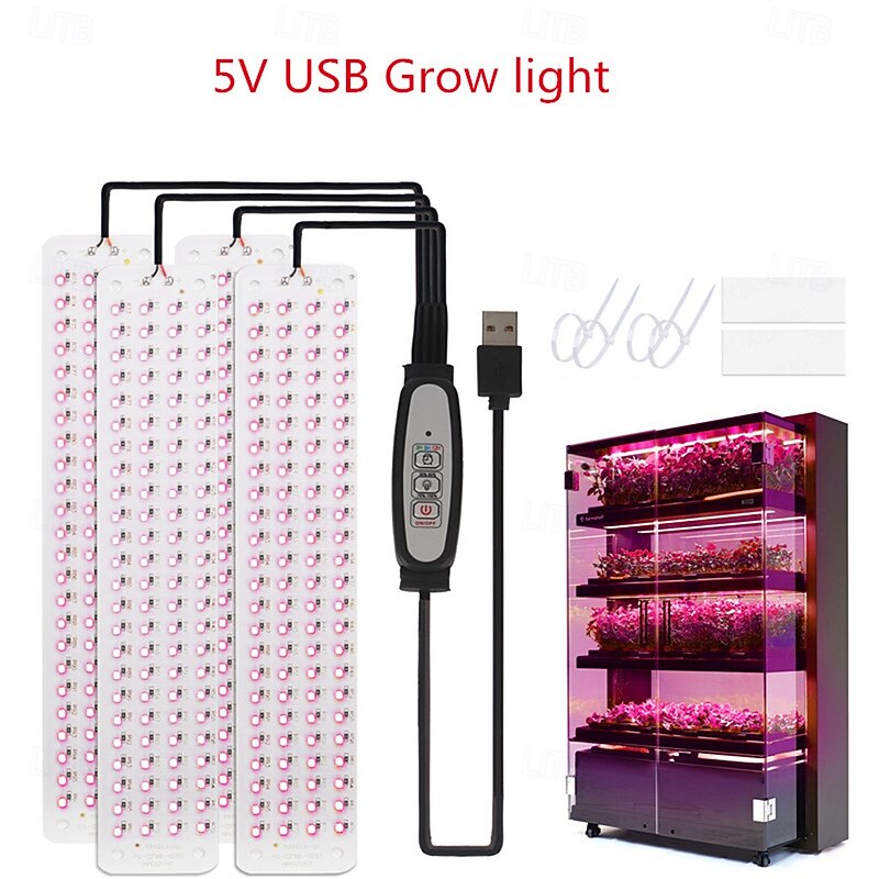 USB Plant Grow Lamp Full Spectrum Sunlight Growth Light 5V Timed Dimming Switch Plug-in Telescopic Tube Indoor Plant Lighting - Main Image