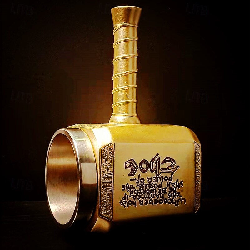 Thor Hammer Beer Mug, Oktoberfest Gift Mug Unique Hammer-Shaped Stainless Steel Stein, Norse Mythology Inspired Thor Hammer Tankard, Geek Gift for Men2