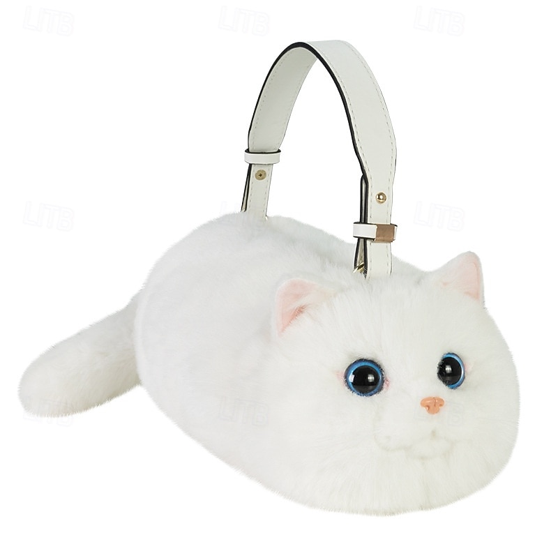 Simulated Animal Plush Toy Cat Shoulder Bag Handbag Doll Children's Toy Tricolor Plush Toy2