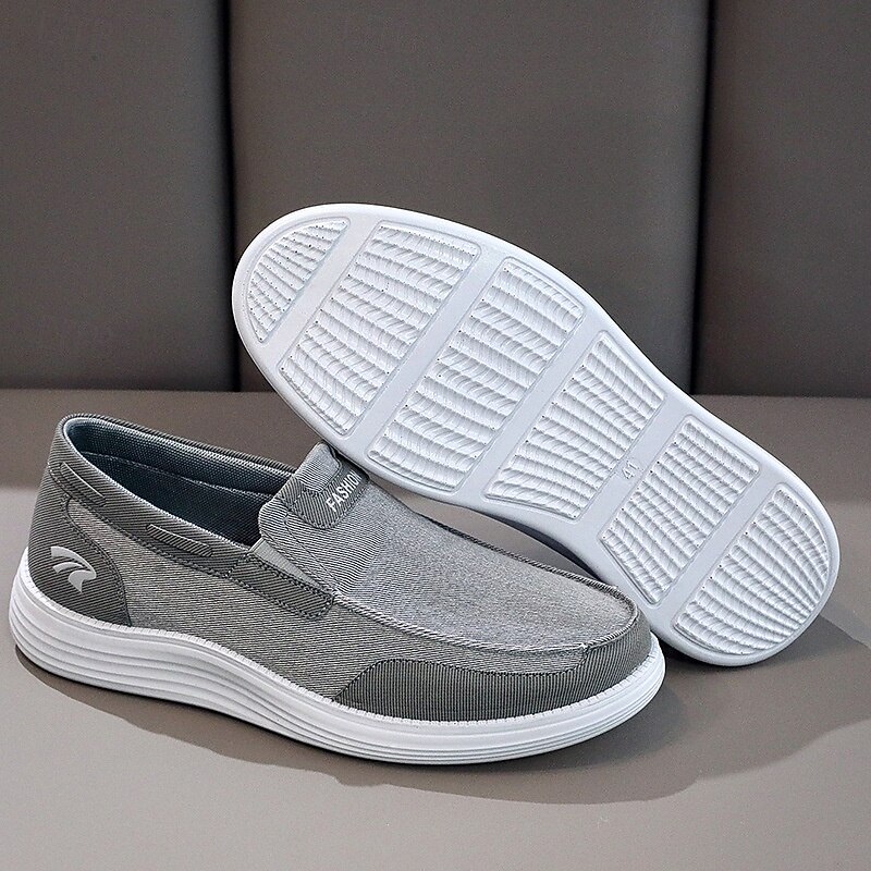 Men's Grey Slip-On Mesh Sneakers, Lightweight Comfort Casual Shoes for Walking, Running and Outdoor Activities3