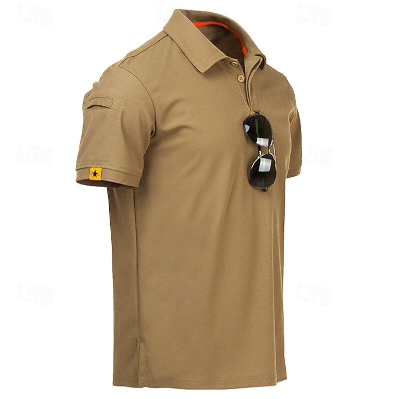 Men's Hiking top Hiking Polo Shirt Short Sleeve Turndown Top Outdoor Quick Dry Lightweight Breathable Polyester Black Army Green Khaki Tennis Golf Running3