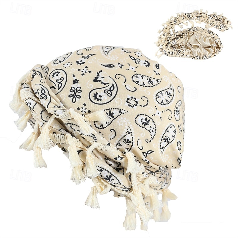 Men's Beanie Hat Beanies Black Yellow Polyester Tassel Cozy Daily Wear Going out Paisley Windproof2