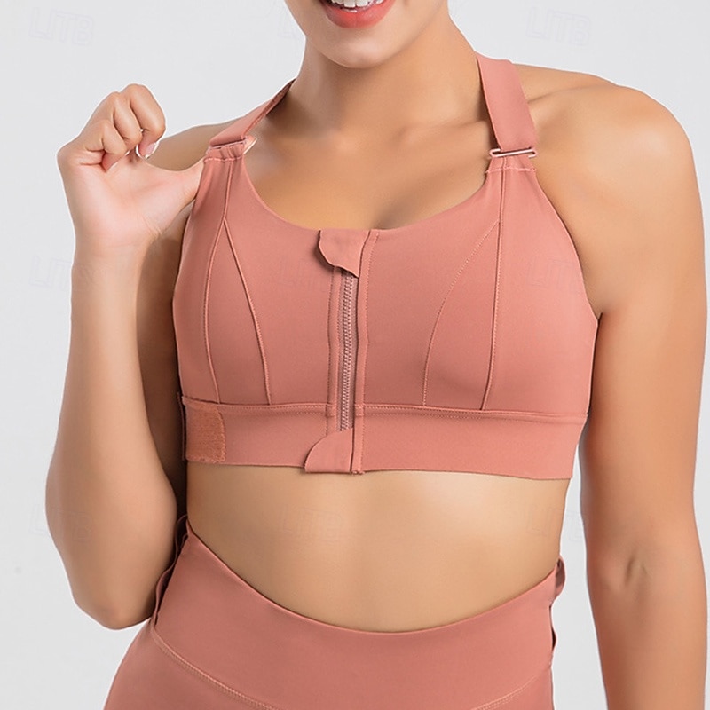 Women's Yoga Bra Sports Tank Top Pilates Bra Underwear High Supports Breathable Sweat-absorbent Wireless With pads Solid / Plain Color Sport Activewear Light Blue Black Gym Pilates Zumba