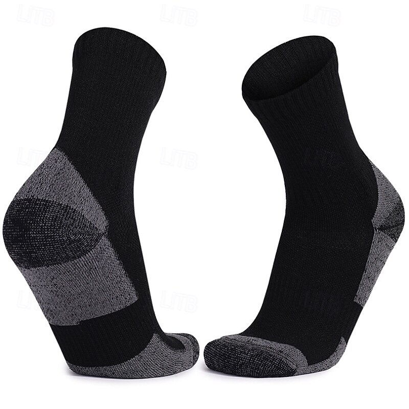 1 Pair Women's merino wool socks Running Socks Sports Socks Thermal Warm Breathable Anti Blister Thick Outdoor quarter crew Patchwork Merino Wool Black White Royal Blue for Ski / Snowboard Running2