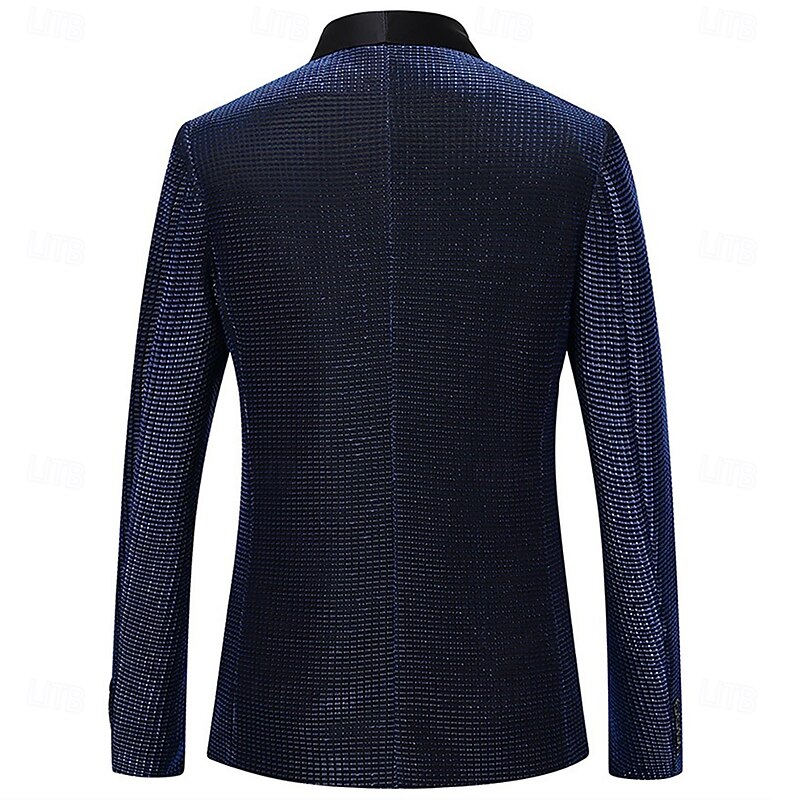 Men's Party Tuxedos Shawl Lapel Silver Black Punk Disco Solid Colored Standard Fit 2 Piece Single Breasted One-button4