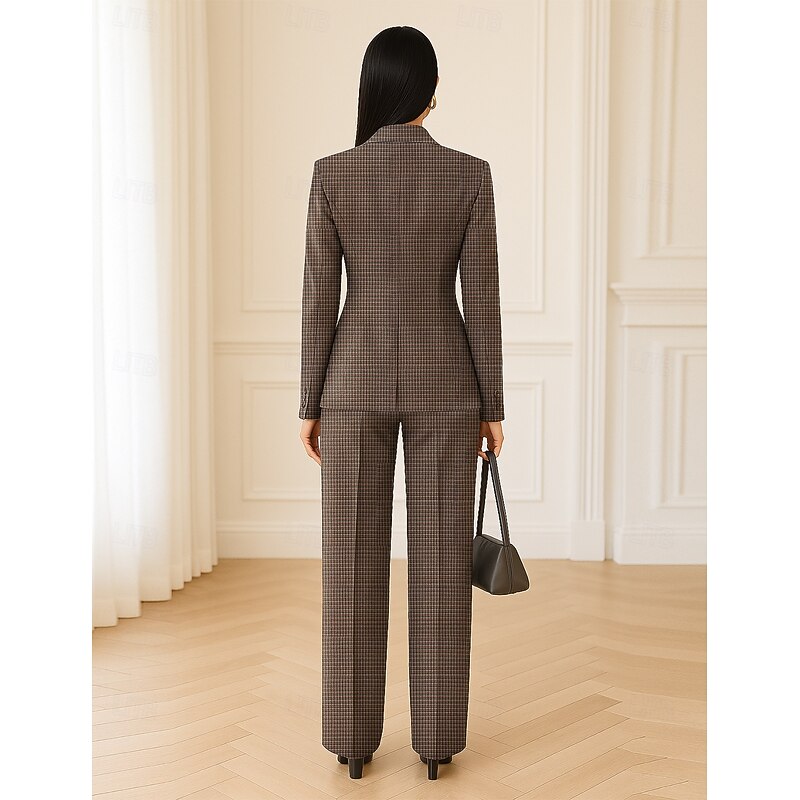 Women's 2 Pieces Suits Formal Wedding Guest Elegant Vintage Simple Long Sleeve Floor Length Notched Lapels Single Breasted3