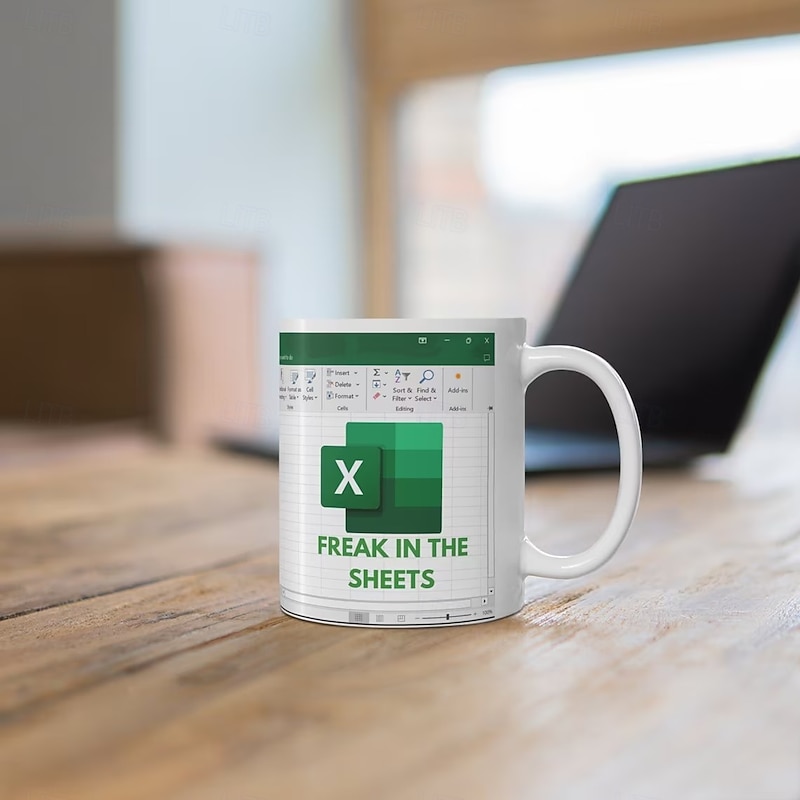 Excel Mug, Funny Office Ceramic Coffee Cup 330ml/12oz, Spreadsheet Themed White Collar Gift for Coworker, Analyst, Accountant, Boss, Work Desk Decor3