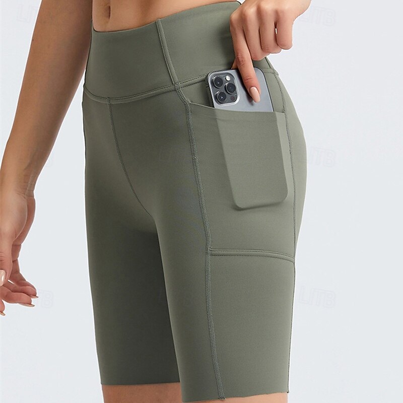 Women's Shorts Leggings Cozy Leggings Streetwear Casual Knee Length High Waist Plain Elastic Waist Breathability Stretchy Vacation Street Daily Wear Black Summer Regular Fit