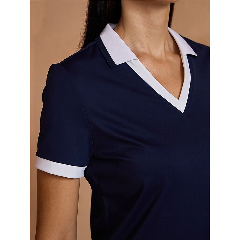 Women's Golf Polo Shirt Navy Short Sleeve Skirt Ladies Golf Attire Clothes Outfits Wear Apparel3