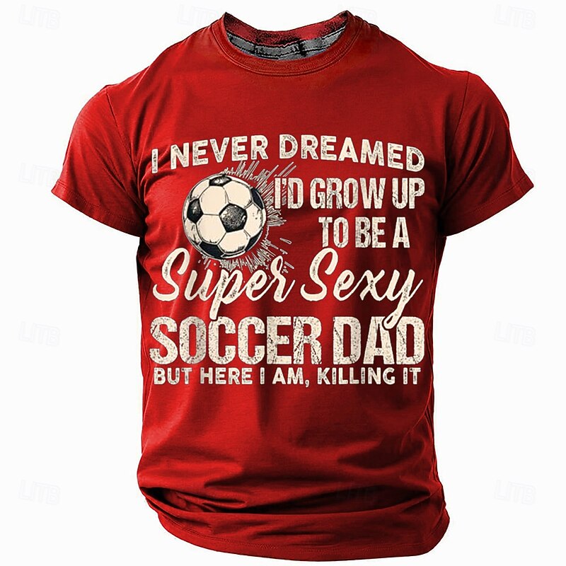 Men's Soccer Father T Shirt Short Sleeve T shirt 3D Print Crew Neck Shirt Fashion Daily Basic Street Casual Daily Black Red Blue Summer Spring Clothing Apparel S M L XL XXL XXXL