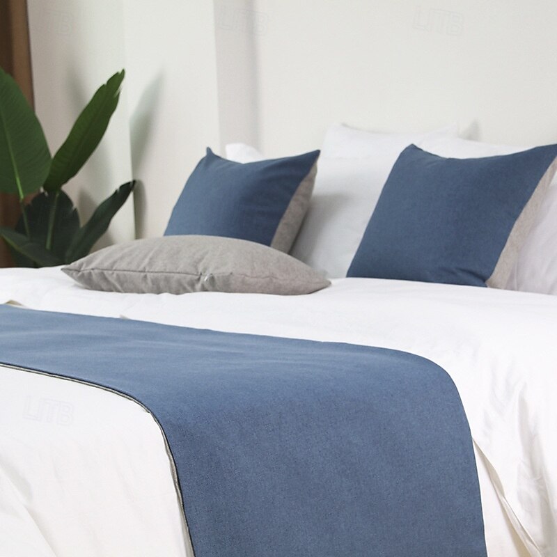 Bed Runner Bed Scarf, Two Tone Colors Decorative Bed Scarf for Home Hotel Bedspreads Scarves Protection Modern Solid Bed Runner for Foot of Bed Home Bedroom Bedding Decoration4