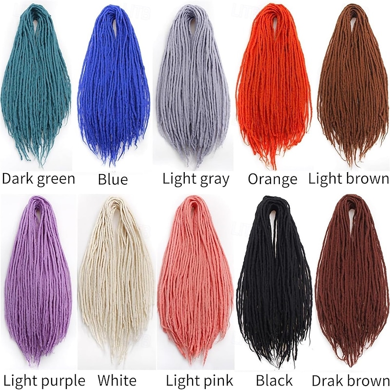 Black Dreadlock Extensions 20 Inch - 0.24 In Width 20 Strands Wool Dreadlock Extensions Double Ended Wool Dreads for Women & Men - Handmade Hippie Dreadlock Reggae Style Wool Dreadlocks3