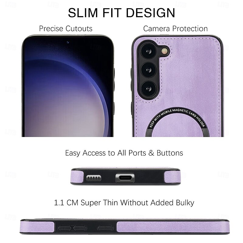 Phone Case For Samsung Galaxy S25 S25 Edge S24 S23 S22 Plus  Ultra S23 FE A55 5G A35 5G A15 A14 Back Cover Magnetic Support Wireless Charging Shockproof Retro TPU PU Leather3