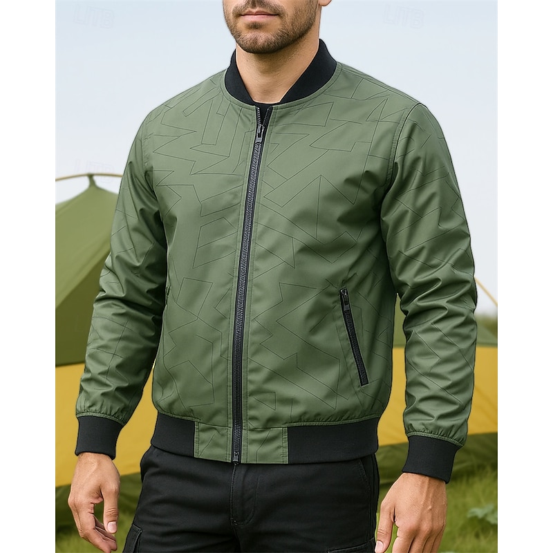 Men's Hiking Jacket Sport Jacket Outdoor Waterproof Quick Dry Lightweight Breathable Hiking Outfits Hiking Clothes Spring Autumn / Fall Jacket Tennis Golf Running Solid Color Black Army Green Khaki