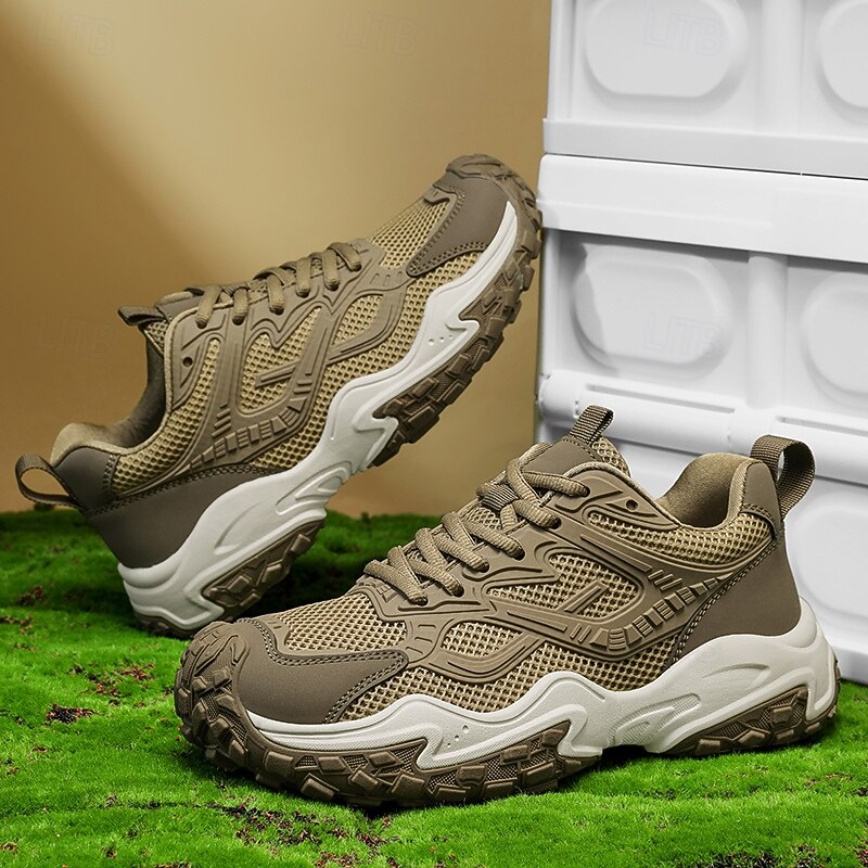 Men's Olive Green Hiking Sneakers - Durable Outdoor Walking Shoes with Breathable Mesh and Robust Sole for Trail Walking Camping and Daily Outdoors3