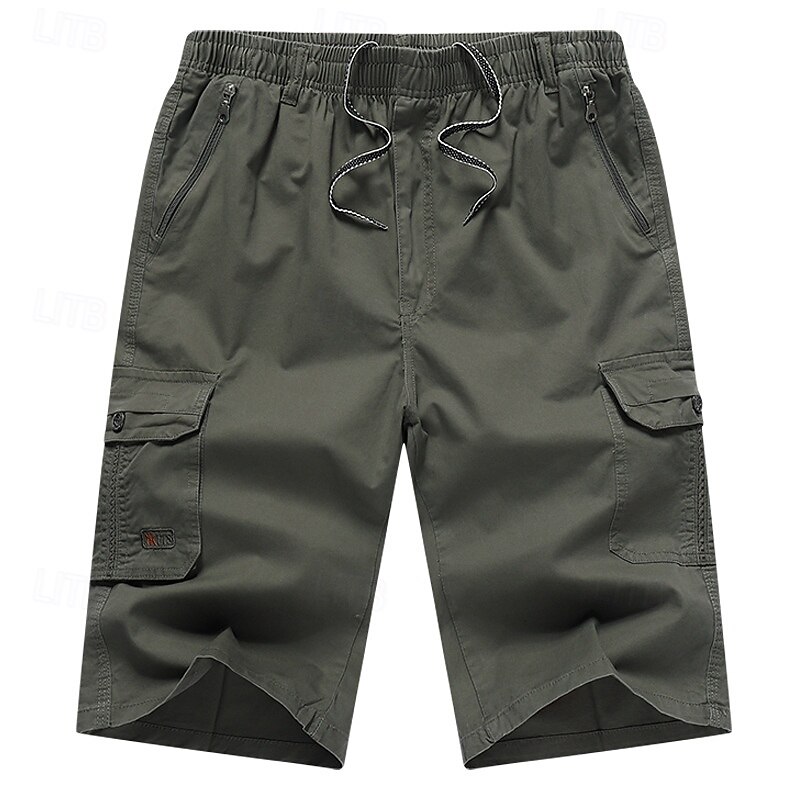 Men's Cargo Shorts Hiking Shorts sport shorts Summer Outdoor Regular Fit Lightweight Breathable Capri Pants Pocket Elastic Waist Black Army Green Cotton Camping / Hiking Running S M L XL XXL