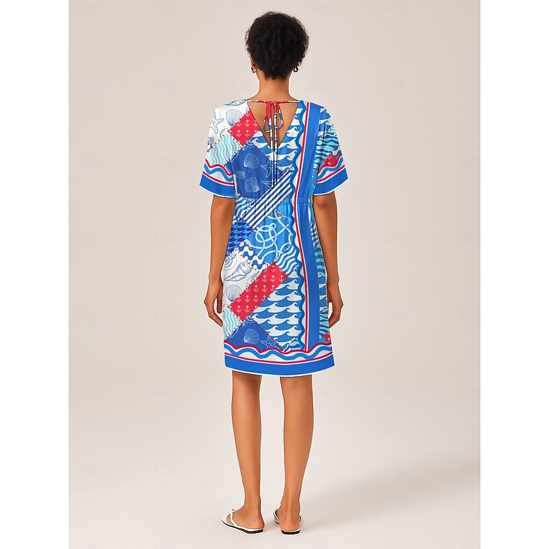 Ocean Inspired Geometric Straight-Cut Dress3