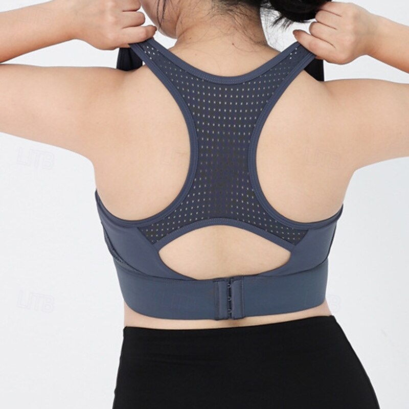 Women's Yoga Bra Sports Tank Top Pilates Bra Underwear High Impact High Supports Breathable Wireless Padded Solid / Plain Color Sport Activewear Black Pink Gym Pilates Running3