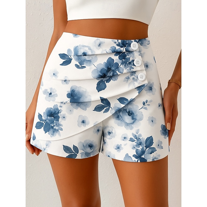 Women's Chinos Shorts Elegant Vacation Vintage Short High Waist Floral Graphic Abstract Layered Quick Dry Comfortable Breathable Micro-elastic Outdoor Street Daily Black Blue Purple Green Summer