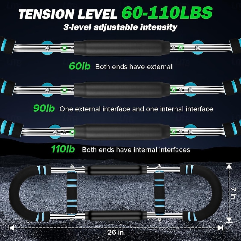 Twister Arm Exerciser, Adjustable Spring Workout Bar, Forearm Triceps Chest Enhanced Exercise Strengthener,Portable Home Fitness Equipment2