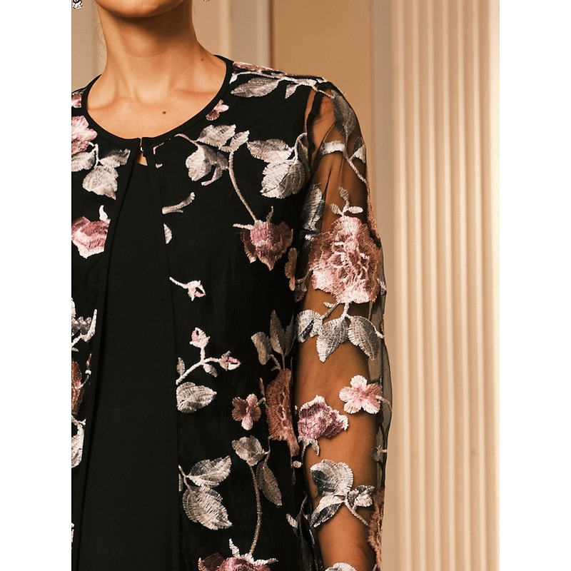 Women's Cardigan Lace Embroidered Elegant Floral Formal Regular Crewneck Loose Fit Long Sleeve Outerwear Gray Pink Summer Spring2