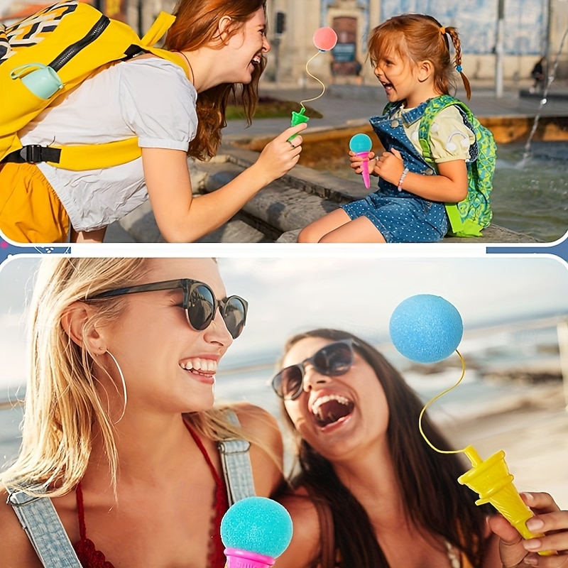 32pcs Colorful Mini Ice Cream Launcher Toys - 10cm Fun Party Favors for Youngsters Assorted Random Colors (Pink Blue Yellow Green Orange) with Plastic Base and Striped Design Ice Cream Party Dec