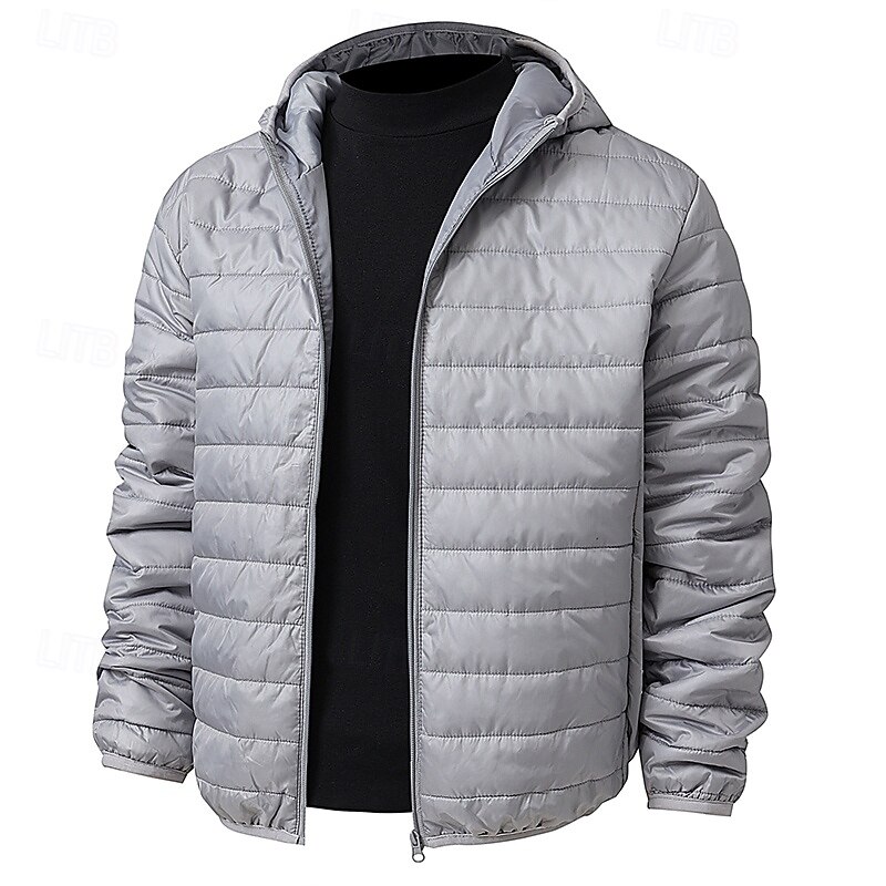 Men's Hoodie Jacket Puffer Jacket Winter Jacket Outdoor Warm Hiking Outfits Hiking Clothes Winter Autumn / Fall Top Camping / Hiking / Caving Running Black Light Grey Green4