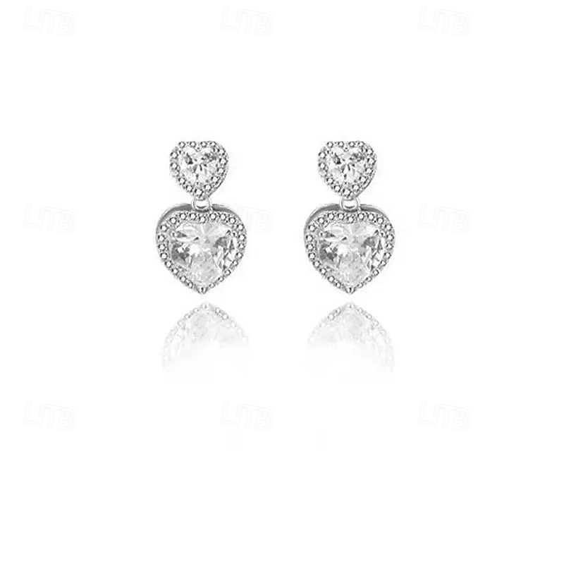 Women's Stud Earrings Geometrical Heart Joy Tropical Stylish Luxury Earrings Jewelry Silver For Party2