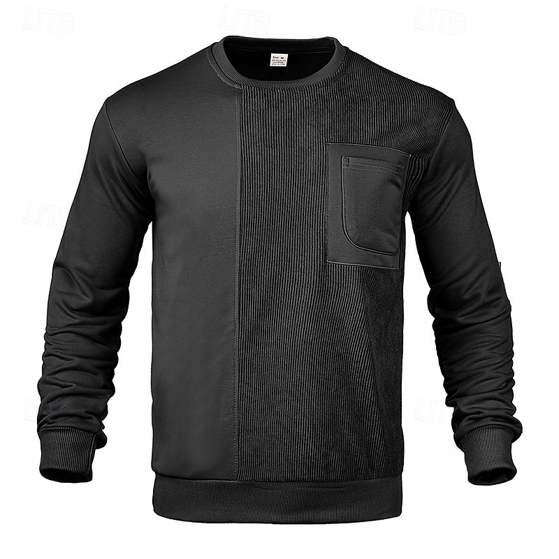 Men's Sweatshirt Pullover Black White Beige Gray Crew Neck Plain Textured Sports & Outdoor Casual Daily Streetwear Cool Designer Spring &  Fall Clothing Apparel Hoodies Sweatshirts  Long Sleeve Loose4
