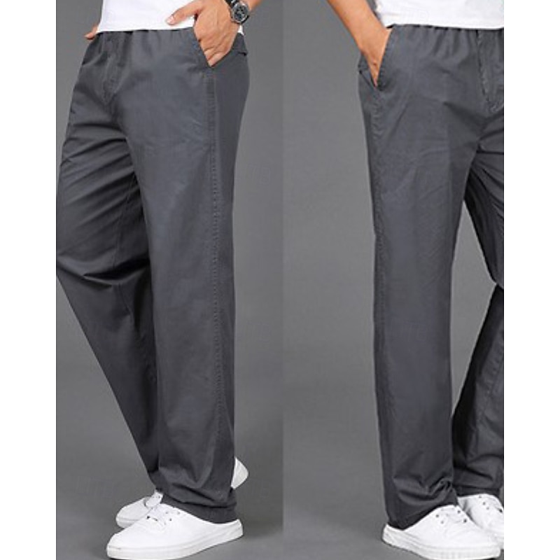 Men's Outdoor Pants Cargo Pants Hiking Pants Trousers Outdoor Regular Fit Lightweight Breathable Bottoms Elastic Waist Light Yellow Dark Grey Cotton Camping / Hiking / Caving Running M L XL XXL XXXL