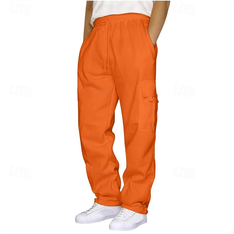 Men's Athletic Pants Sweatpants Trousers Pocket Drawstring Elastic Waist Plain Comfort Sports Outdoor Daily Fashion Casual Light Khaki Black Micro-elastic