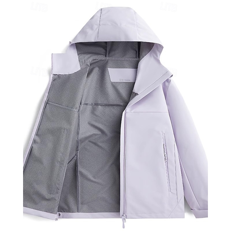 Women's Casual Jacket Hoodie Jacket Waterproof Warm Zipper Pocket Fashion Outdoor Plain Outdoor Going out Zipper Regular Hooded Regular Fit Long Sleeve Outerwear Black White Yellow Fall Winter4