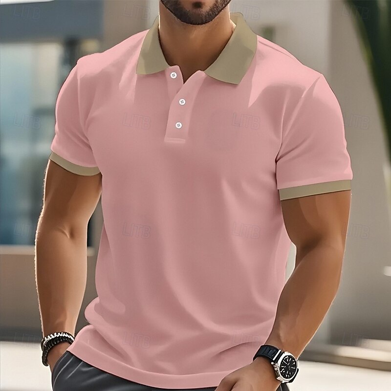 Men's Plain Golf Shirt Short Sleeve Long Sleeve Casual Daily Sports & Outdoor Athleisure Buttons Summer Black Pink Green3